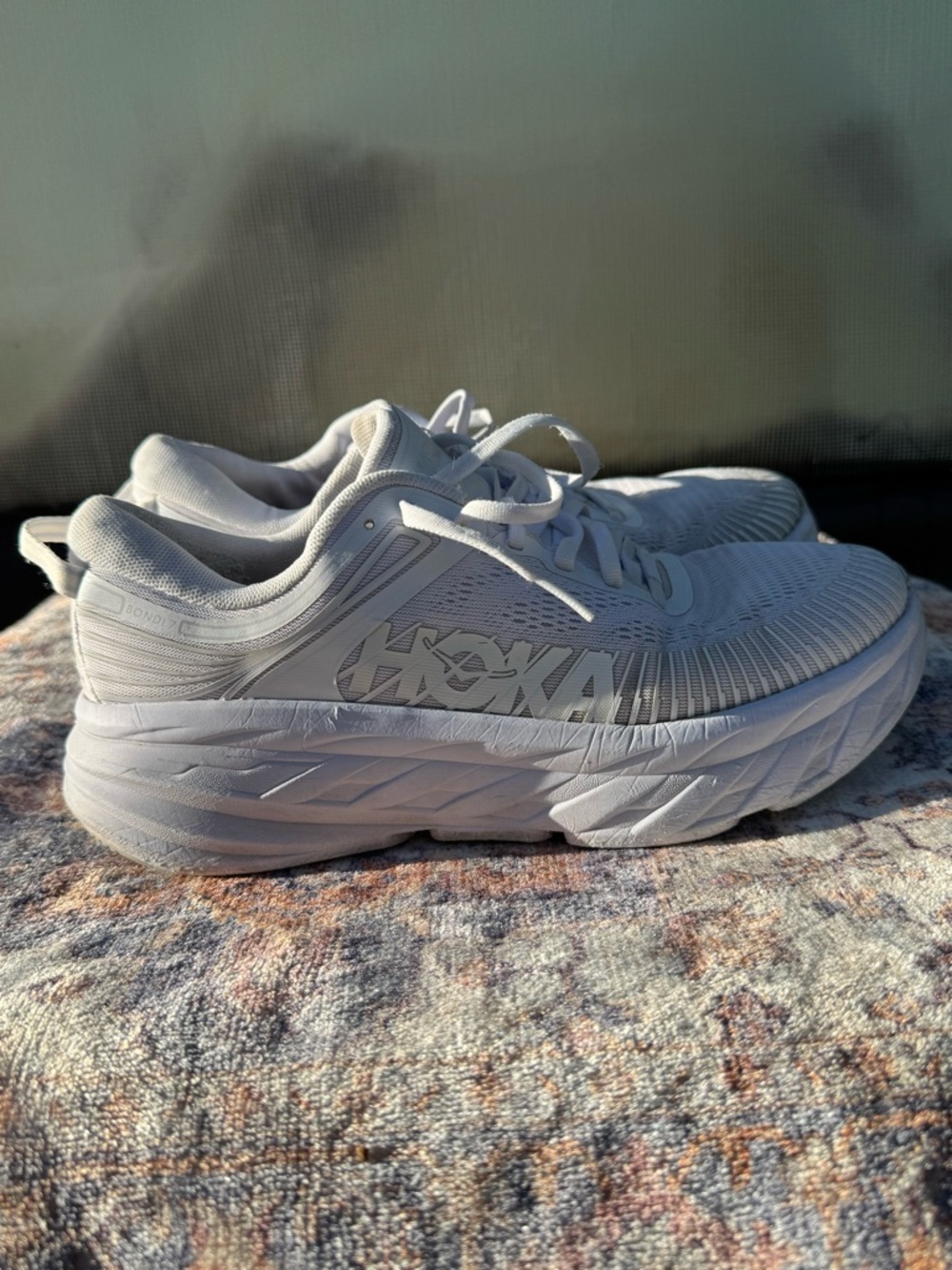 Hoka womens White Cushioned Running Sneakers